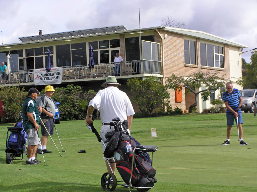 Golfers enjoying the golf at Exeter's Vets Tournament.